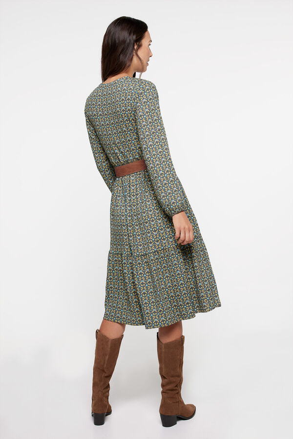 milano Vestido Midi Estampado Verde