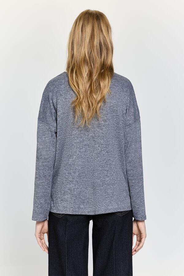 Milano T-shirt de manga manga com gola redonda e toque suave Cinzento oscuro