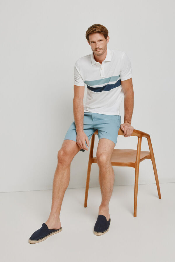 Milano Polo de riscas de manga curta Branco