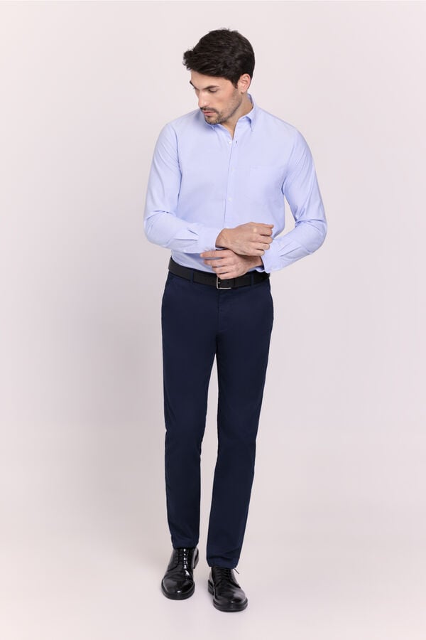 Milano Camisa lisa manga larga Azul Claro