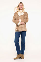 Milano Abrigo doble faz efecto piel Beige/Camel