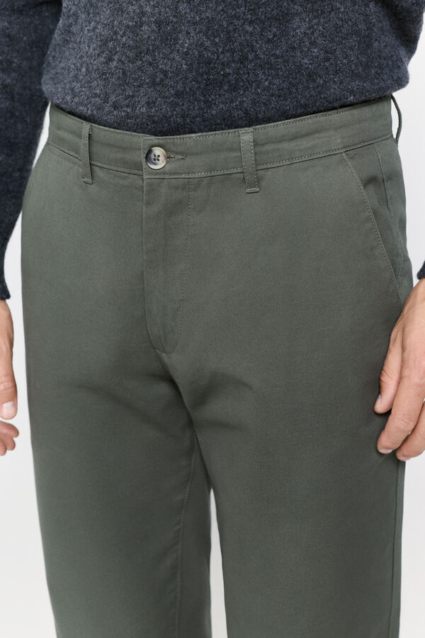 Milano Pantalón chino regular fit Kaki Oscuro