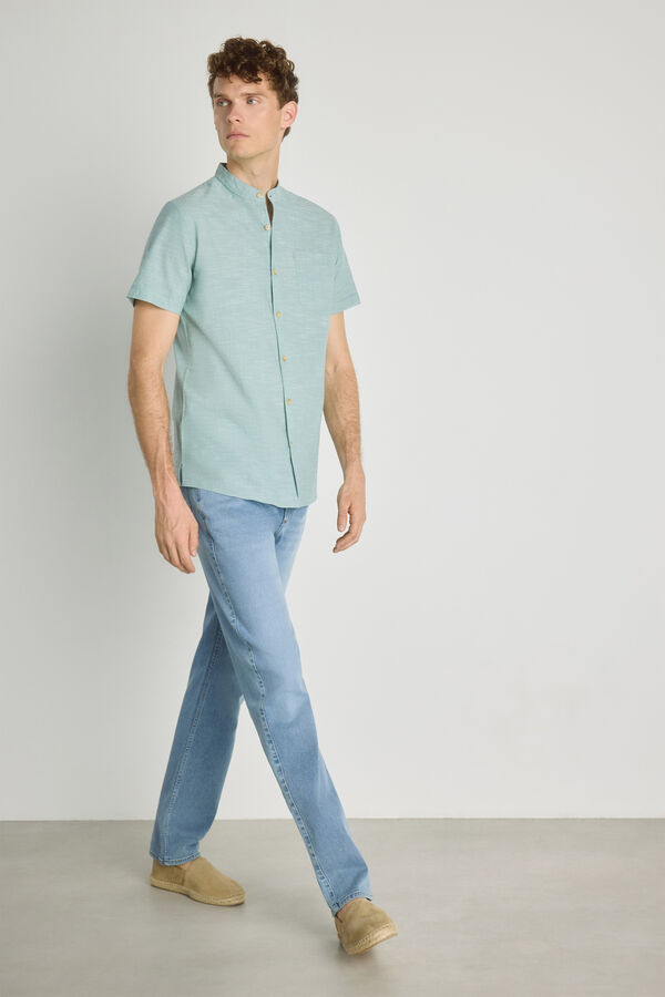 Milano Camisa gola mao manga curta Azul