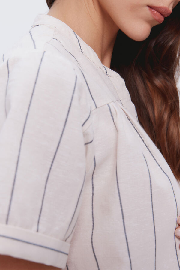 Milano Camisa linho manga curta Bege