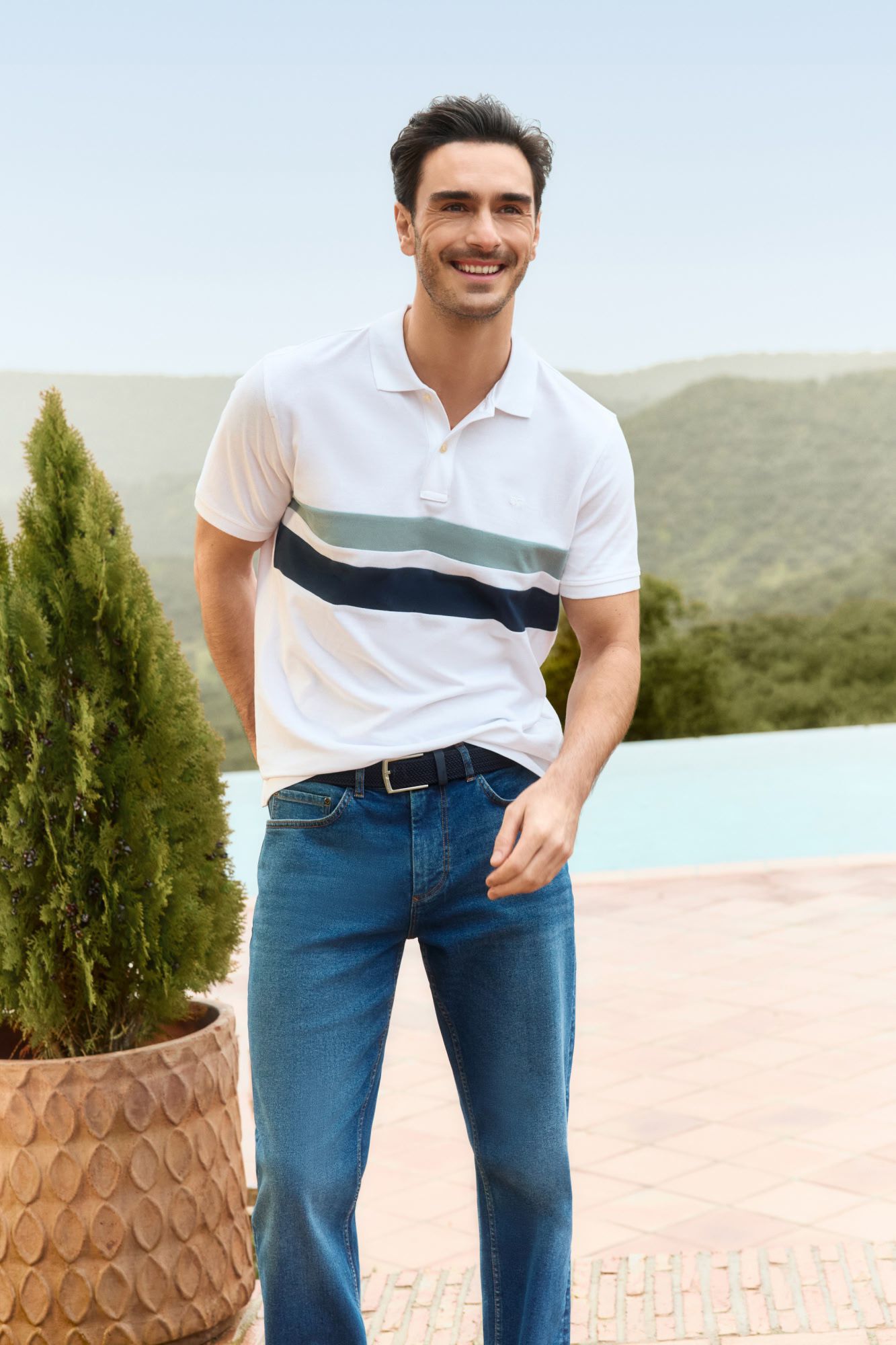 Milano Polo rayas manga corta