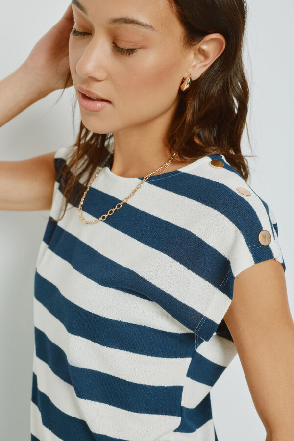 Milano T-shirt de manga curta &agrave;s riscas Azul