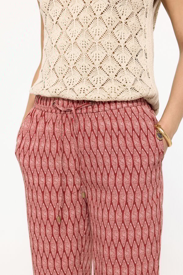 Milano Pantalon flu&iacute;do impresso cinturilla elastica vermelho