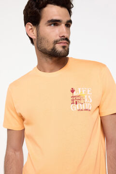 Fifty Outlet Camiseta manga corta con print en pecho Naranja