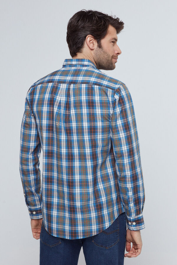 Fifty Outlet Camisa Chambray Cuadros Azul
