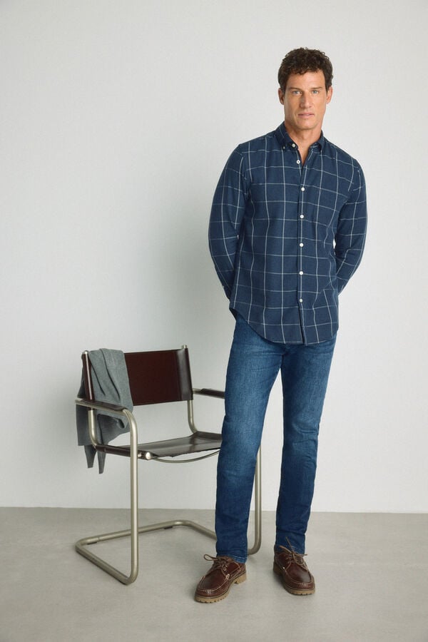 Milano Camisa cuadros manga larga Navy