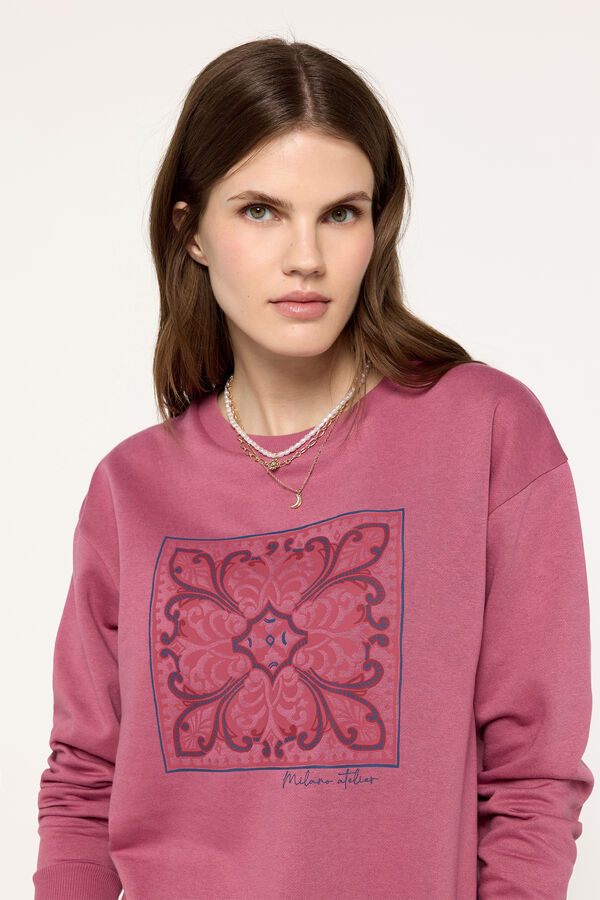 Milano Sweatshirt estampado com saia na baixo Rosa