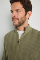 Pedro del Hierro Camisola gola semicisne com fecho-&eacute;clair C&aacute;qui