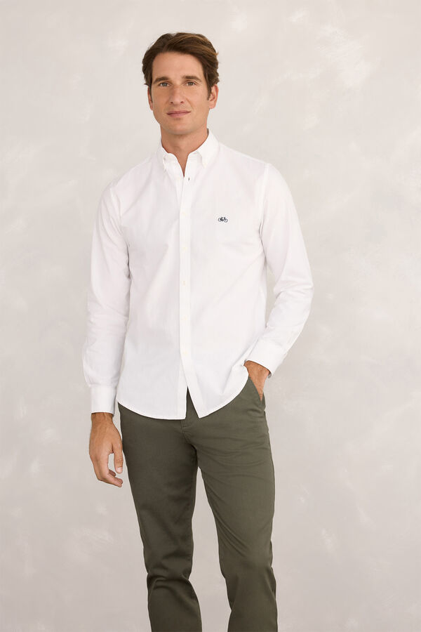 Milano Camisa esportiva estampado Oxford Branco