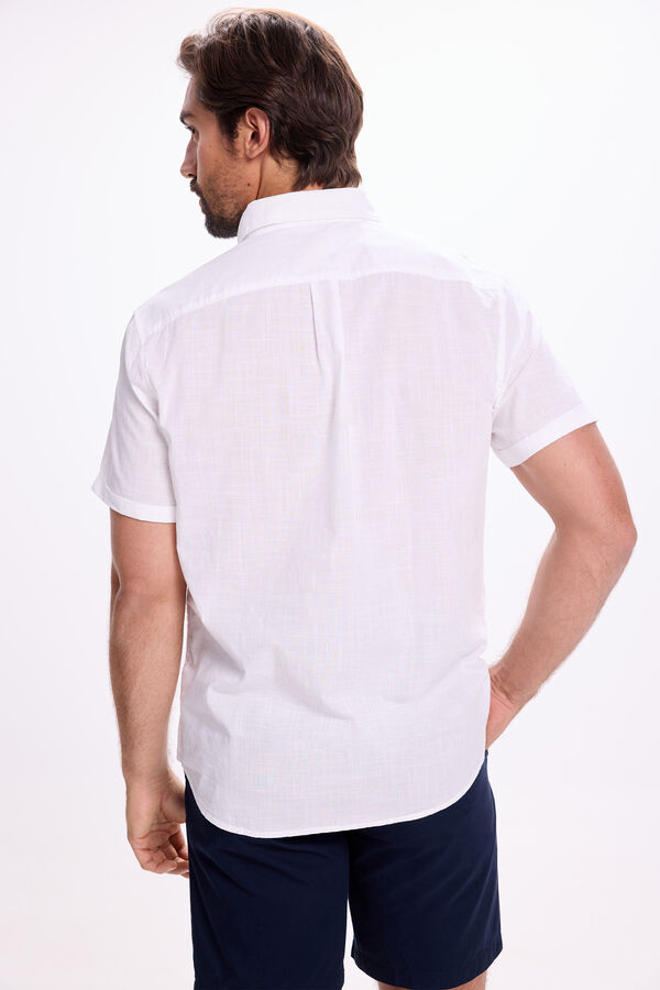 Milano Camisa malha slub lisa Branco