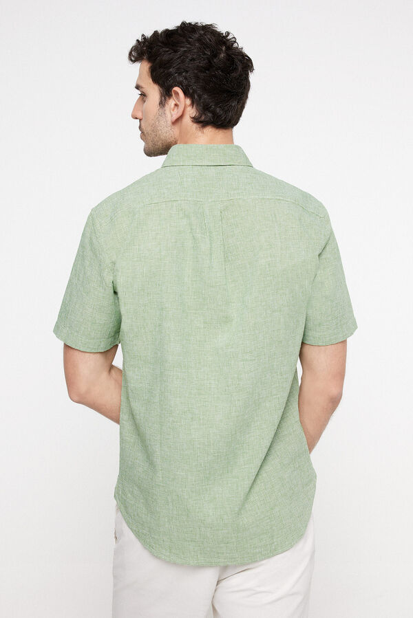 Fifty Outlet Camisa Slub PdH Rayas Verde