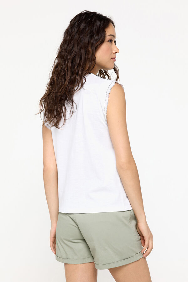 Fifty Outlet Camisola pescoço mao bordada Marfim