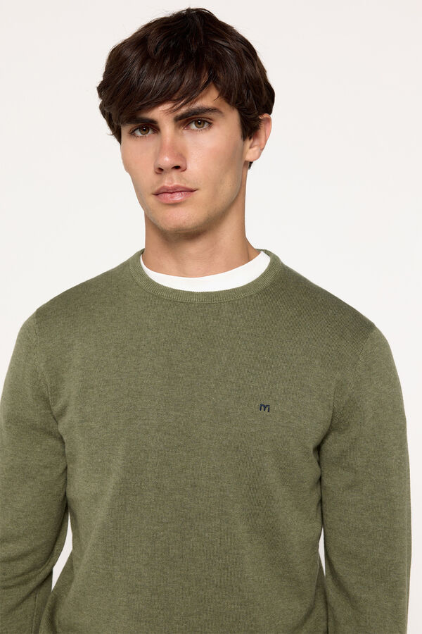 Milano Camisola b&aacute;sica com gola redonda Verde