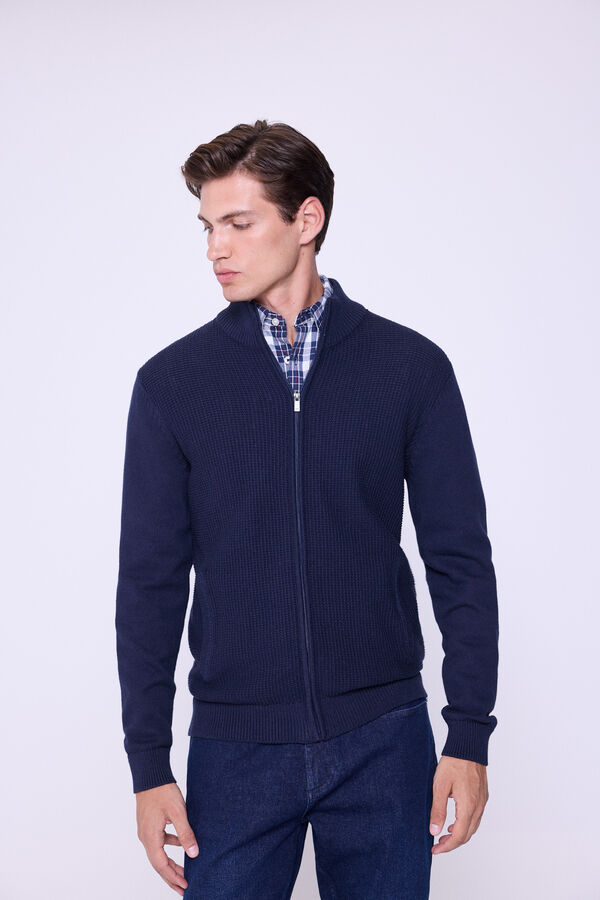 Milano Casaco de algodão com fecho Marinho