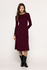 Milano Vestido midi canelado Bordeaux