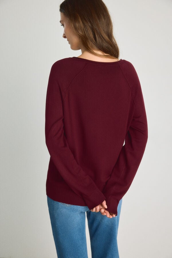 Milano Camisola gola em bico Bordeaux