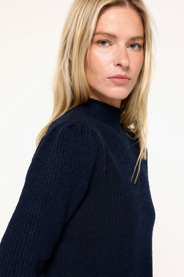 Milano Camisola gola cisne tato suave Azul