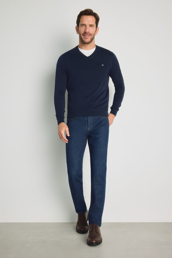 Pedro del Hierro Jersey cuello pico Navy