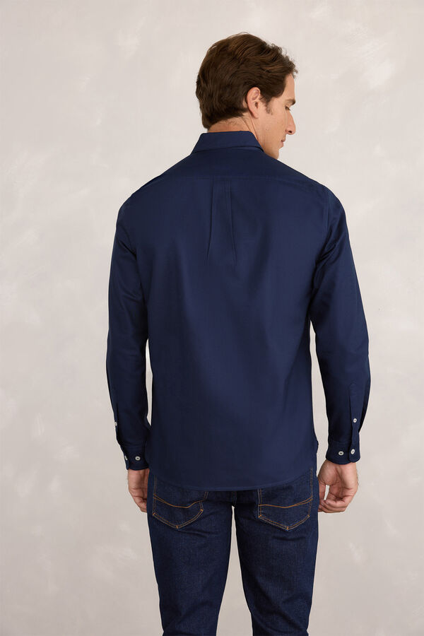 Pedro del Hierro Camisa Esportiva Oxford Marinho