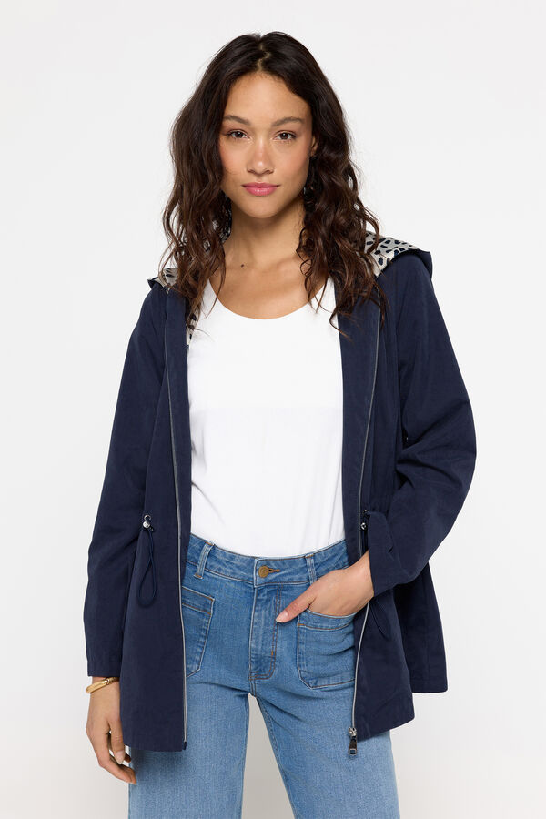 Milano Parka com capuz estampado Marinho