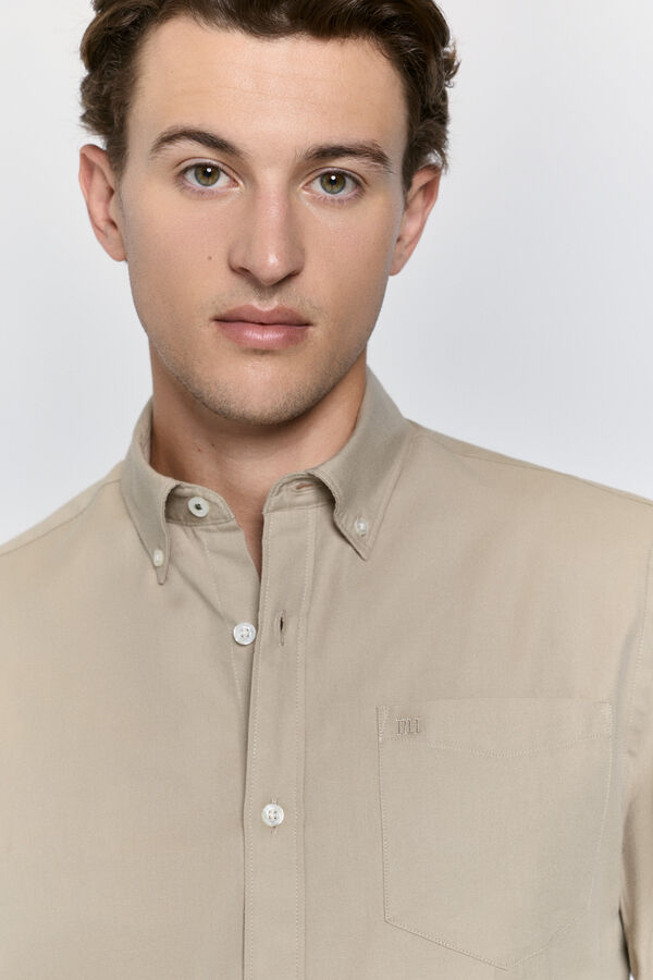 Pedro del Hierro Camisa lisa relaxed fit Beige/Camel