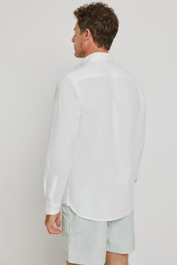 Pedro del Hierro Camisa lisa de manga comprida Branco