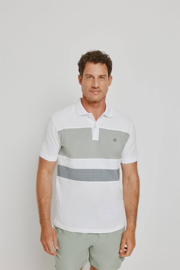 Springfield Polo de riscas de manga curta Branco