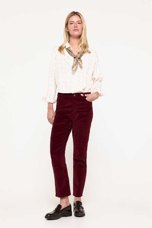 Milano Pantal&oacute;n cinco bolsillos pana Granate