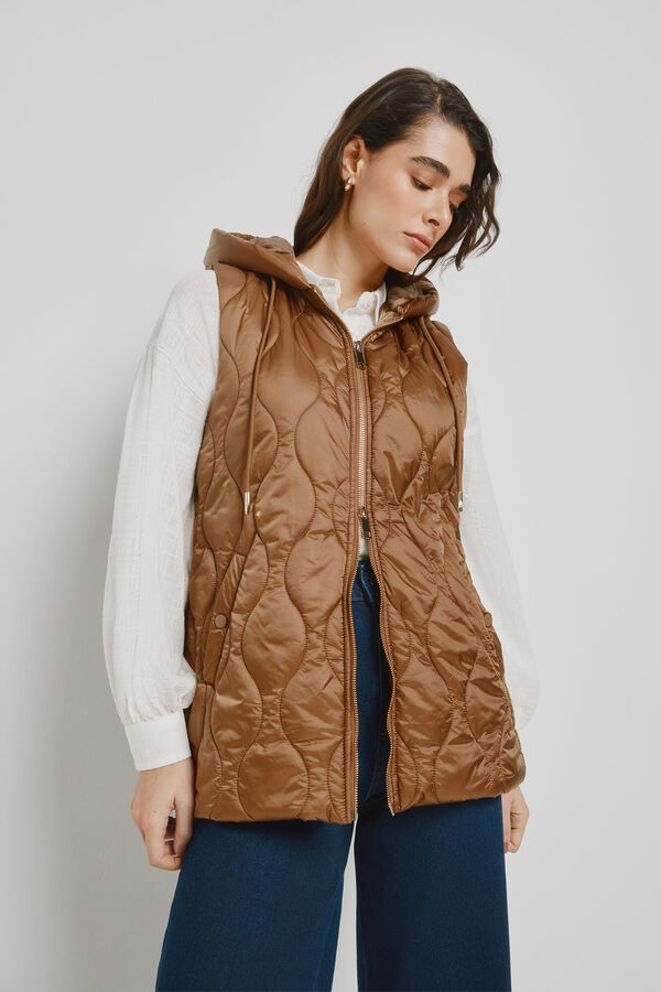 Milano Colete acolchoado com capuz Castanho