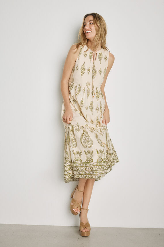 Vestido estampado escote pico