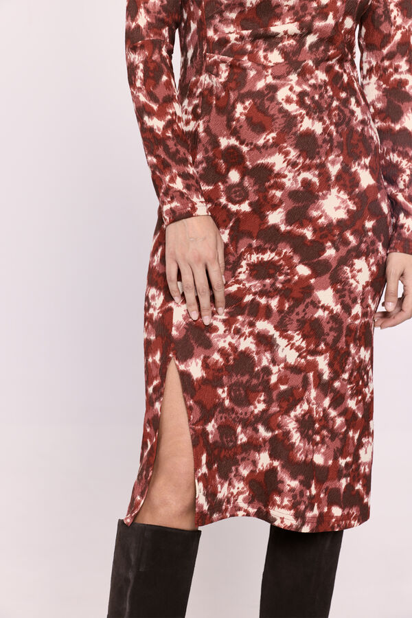 Milano Vestido drapeado estampado Vino