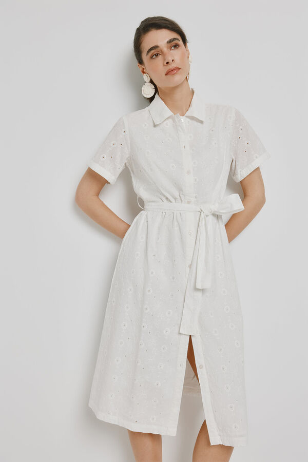 Milano Vestido denim escote pico Marfil