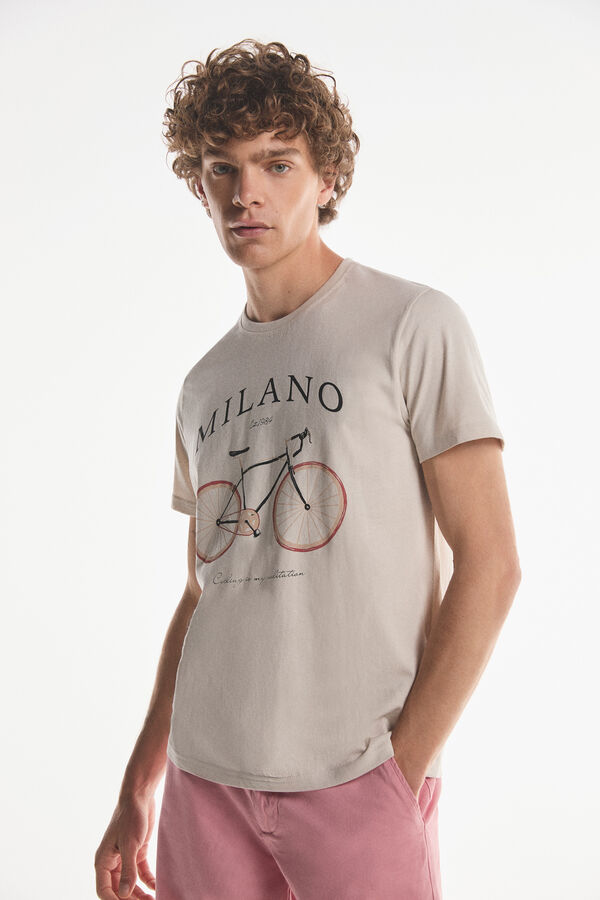 Fifty Outlet T-shirt estampada 100% algodão Marfim
