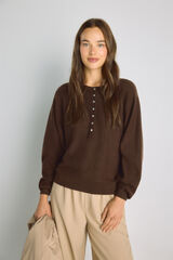 Milano Jersey cuello redondo con botones Beige