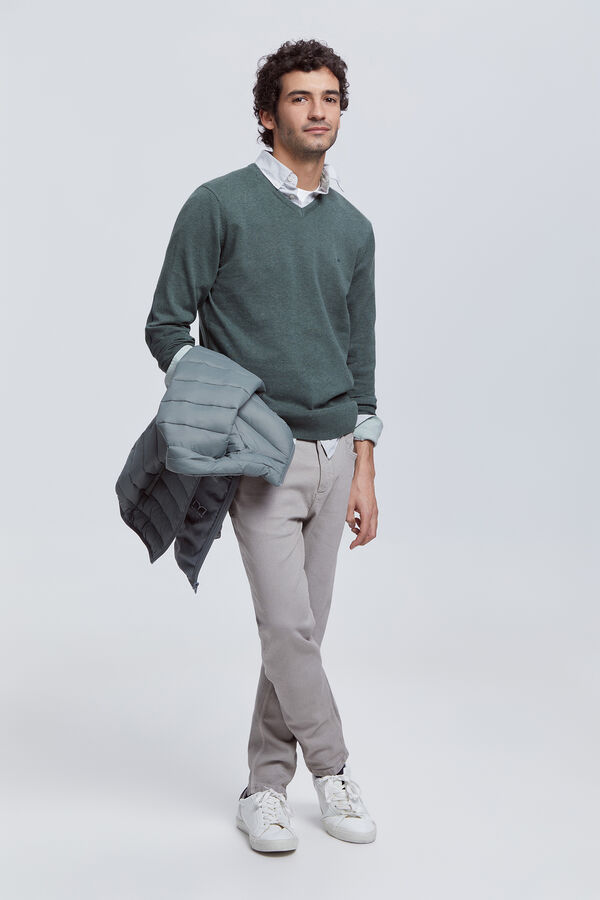 Milano Cal&ccedil;a Slim 5 Bolsos Cinza medio