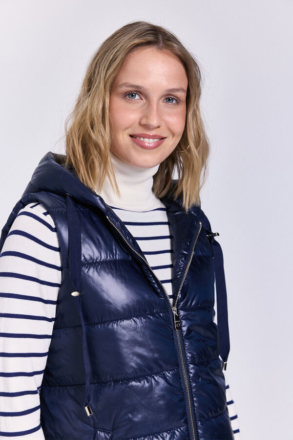 Milano Colete acolchoado com capuz Marinho