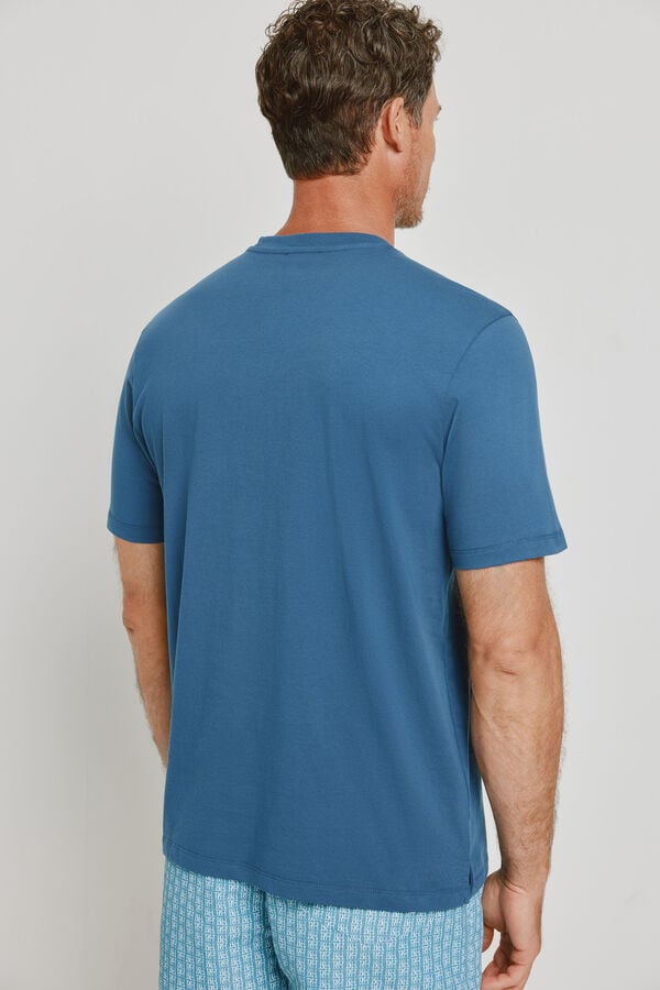Pedro del Hierro T-shirt b&aacute;sica com logo bordado Azul