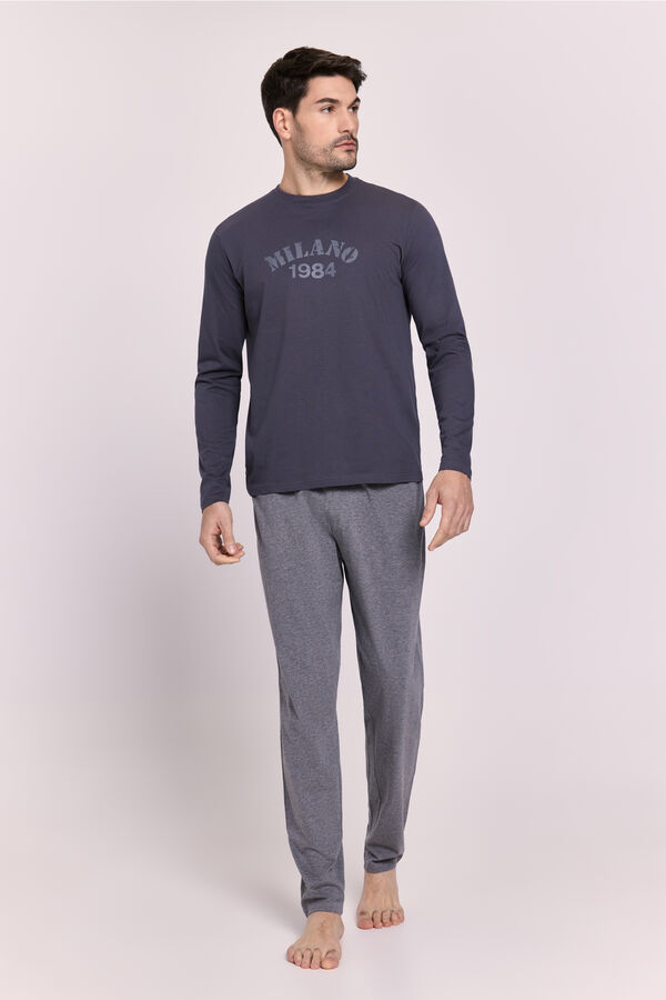 Milano Pijama Lettering Gris Oscuro