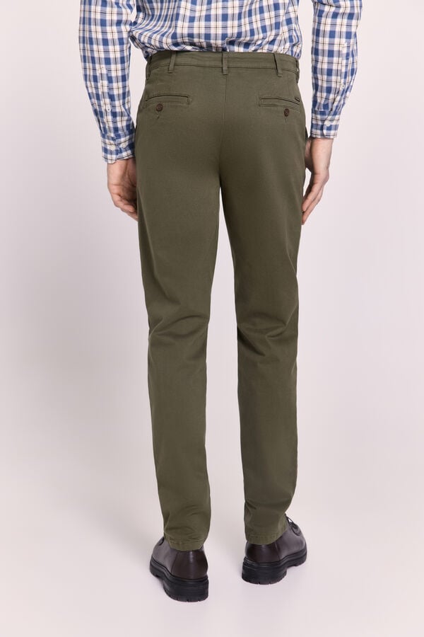 Pedro del Hierro Pantalón chino comfort fit Kaki Oscuro