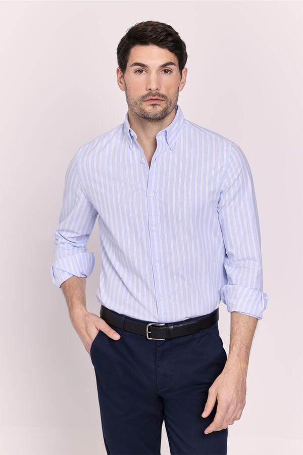 Milano Camisa de manga comprida &agrave;s riscas Azul indigo