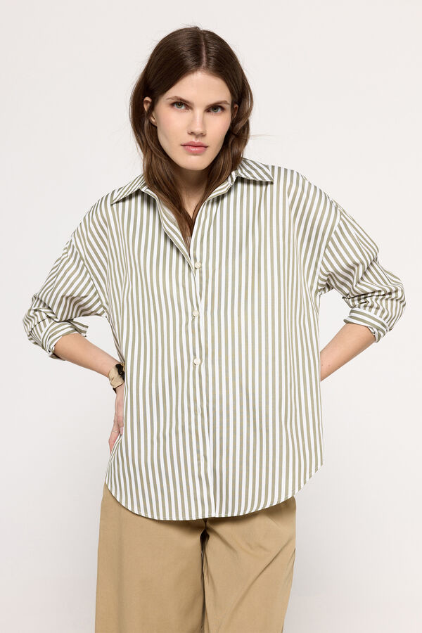 Milano Camisa b&aacute;sica de popelina Estampado verde