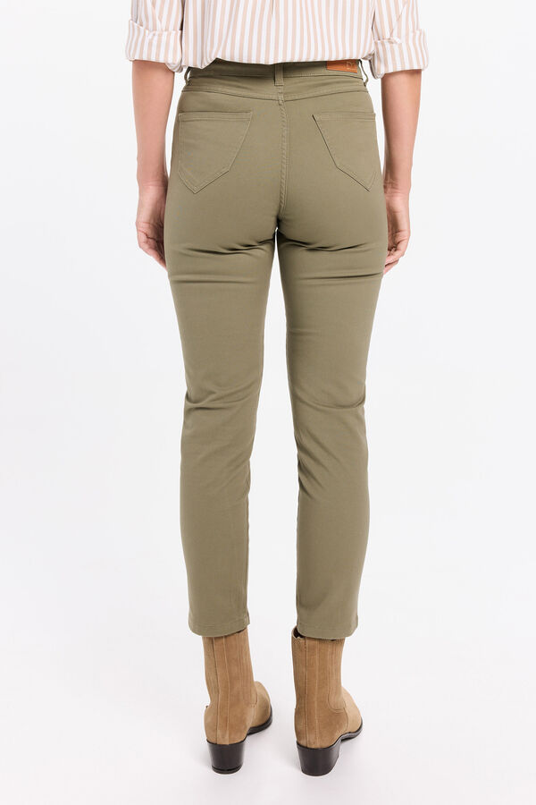 Milano Pantalón slim color Kaki Oscuro