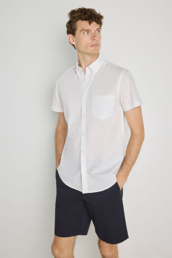 Milano Camisa lisa de manga curta Branco