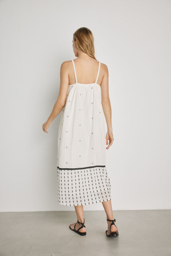 Milano Vestido com decote em bico e al&ccedil;as Branco