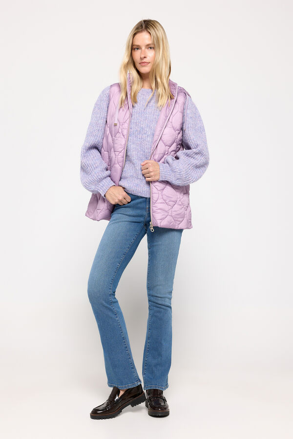 Milano Colete acolchoado capuz Púrpura