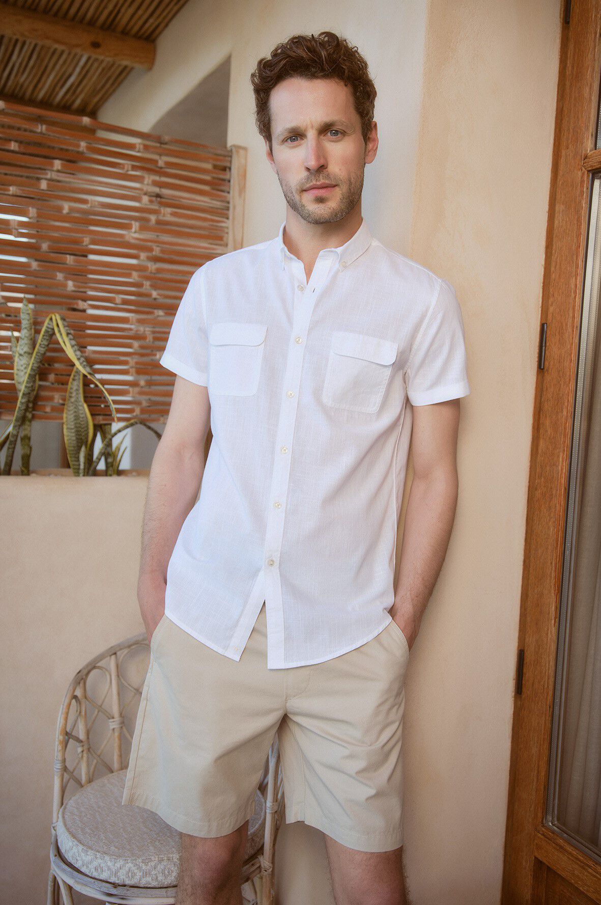 Milano Camisa Slub Lisa Bolsillos